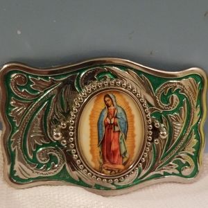 Large virgin Mary belt buckle